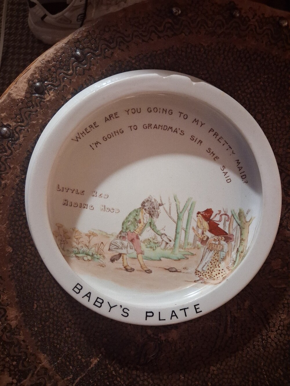 Antique Little Red Riding Hood Baby Plate Bowl.